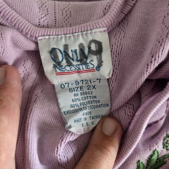 Vintage 90s Cottagecore Boho Top Womens 2X Purple Whimsi Floral Pastel Embroider - Picture 7 of 9